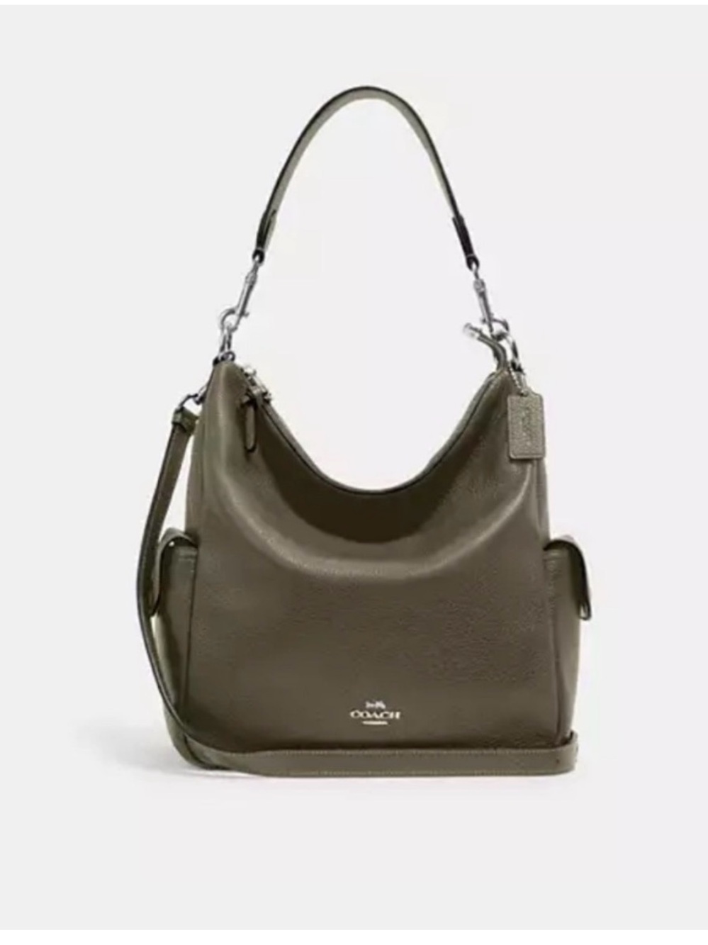 Coach Pebbled Leather Hobo in Off-White with Black Trim - Picture 9 of 9